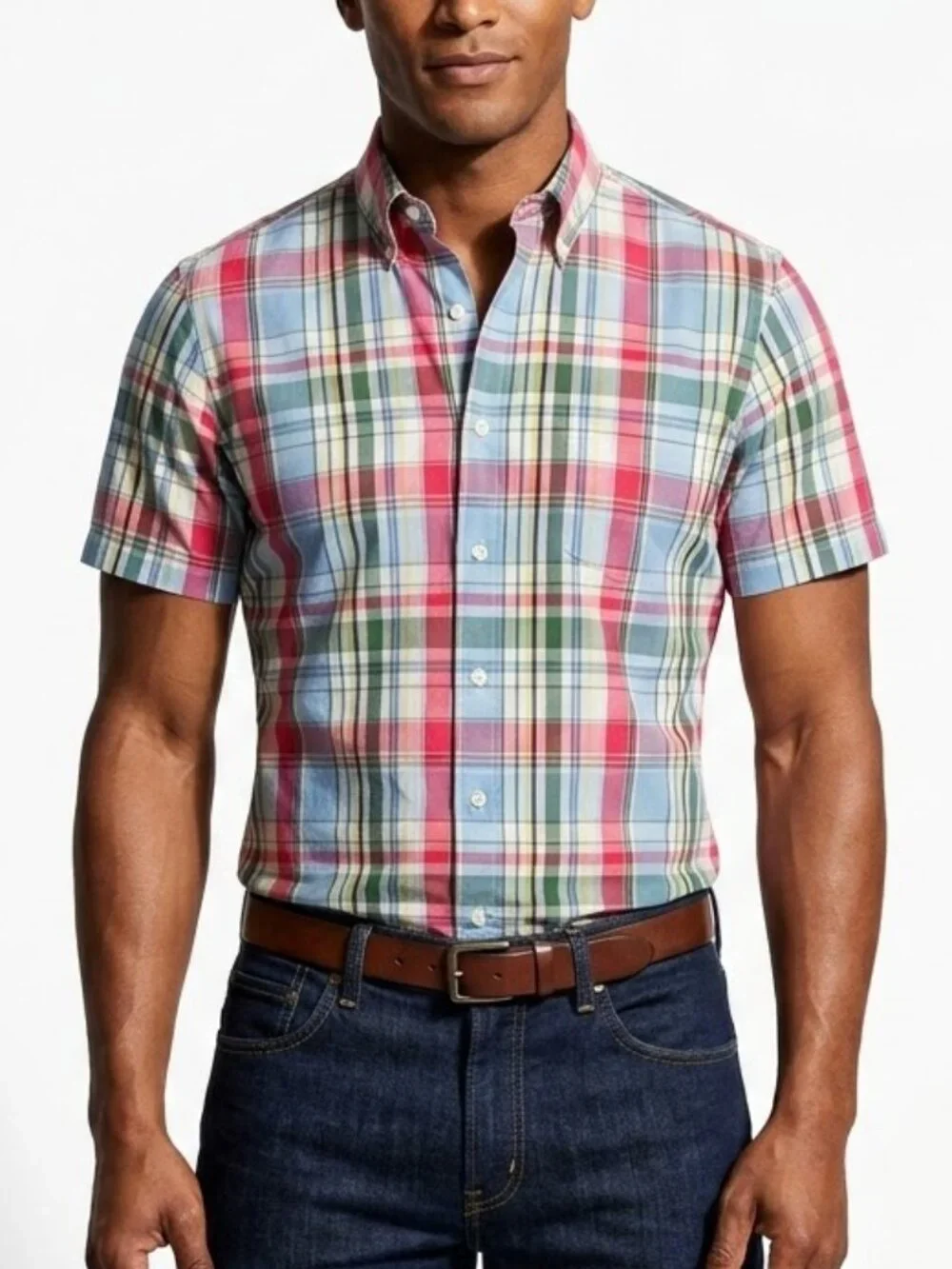 Banana Republic Prepster Plaid Shirt S Pink Blue Green Country Club Core Madras